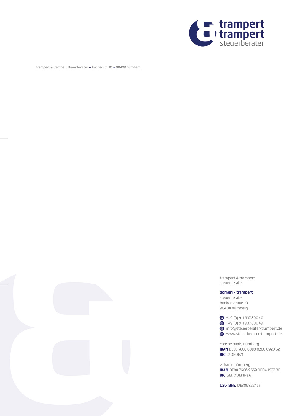 trampert & trampert steuerberater Briefbogen mit Logo und Kontaktdaten
