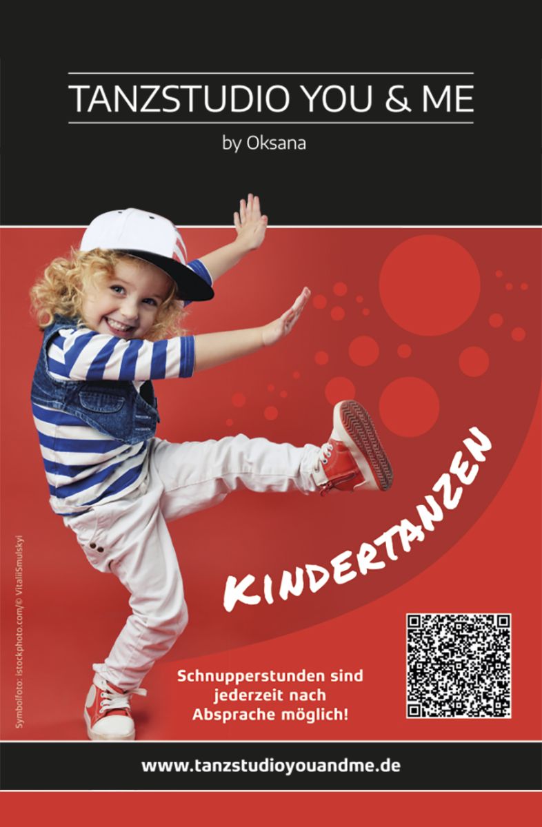 Teaser Ausschnitt Flyer Kindertanzen Tanzstudio You & Me; Verlinkung zu Referenzseite Print Tanzstudio You & Me Fürth